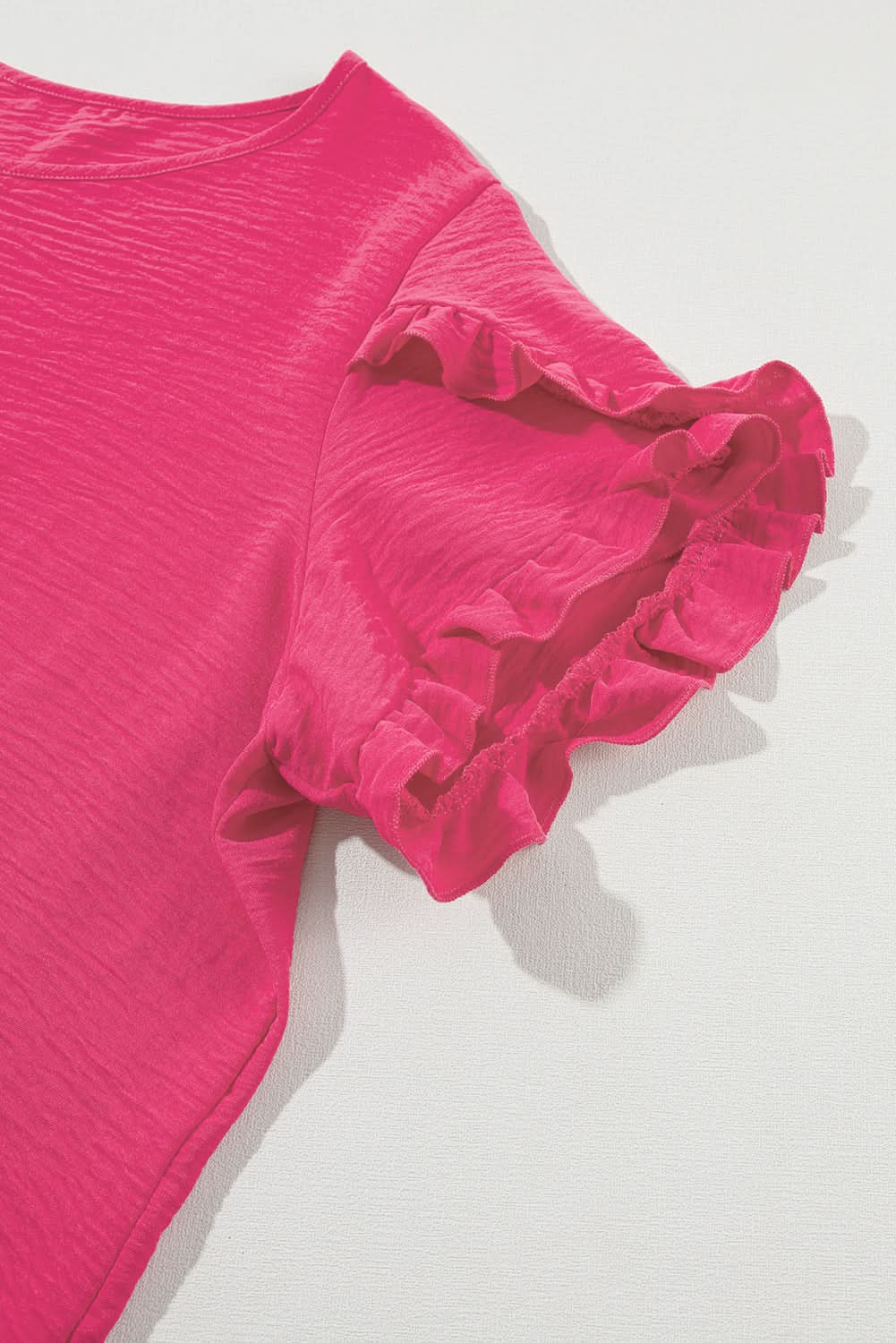 Bright Pink Ruffled Short Sleeve Plus Size Top - Love Salve